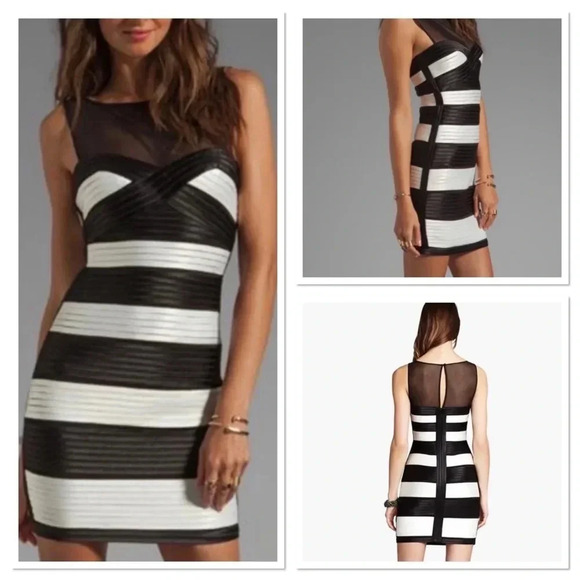 BCBG Maxazria Mara Dress Size 8 Black & White - Picture 1 of 10